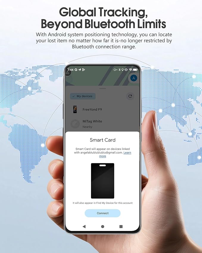 Wallet Tracker Card for Android,Rechargeable Air Tag Wallet Finder, Thin and Light Smart Card IP68 Waterproof GPS Tracker Item Locator for Google Find Hub App(Android Only)