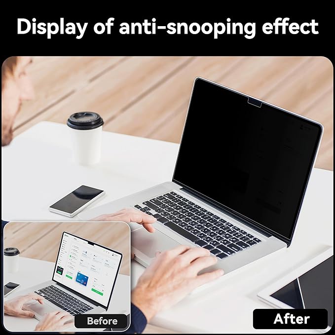 IPROKKO 360° Privacy Screen for MacBook Pro 14 inch (2021-2025, M1, M2, M3, M4, M5, Pro, Max), Matte Anti Glare Blue Light 14" Mac Scratch Resistant Laptop Screen Protector Filter