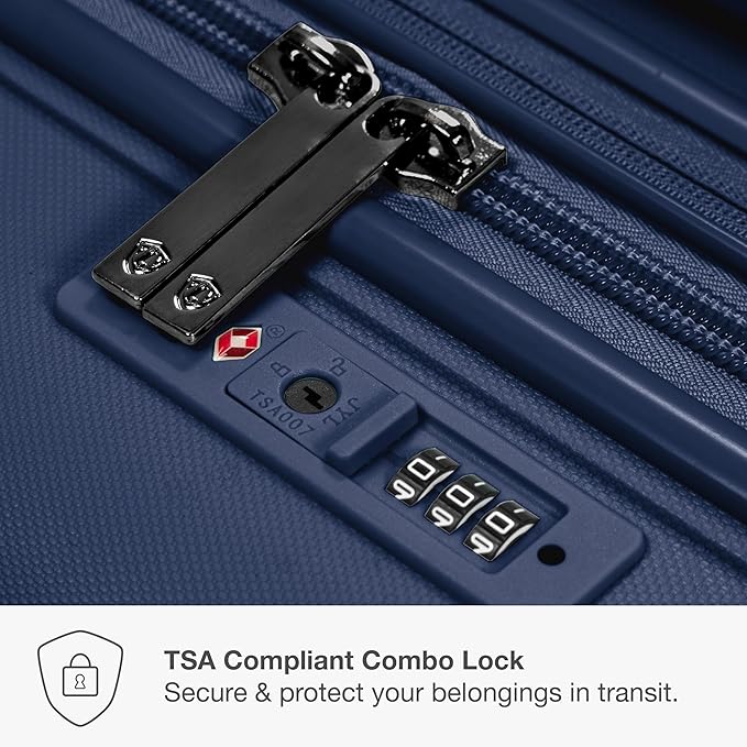 Traveler's Choice Pagosa Indestructible Hardshell Expandable Spinner Luggage, Navy, 26-Inch Medium