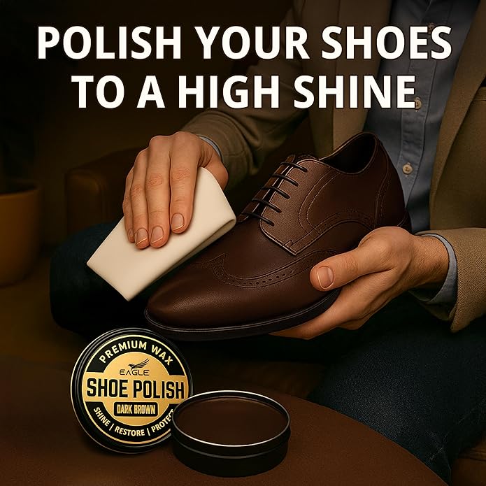 Eagle Shoe Shine Kit – 5-Piece Leather Shoe Polish & Cream Set with Brush & Cloths