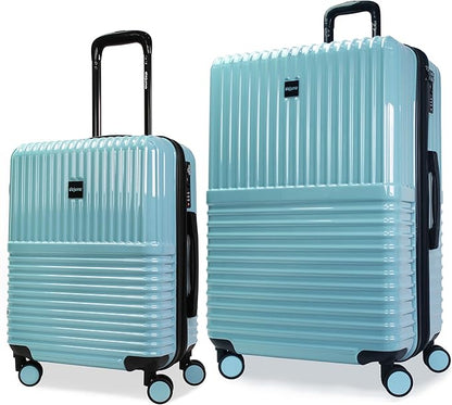 World Traveler Dejuno Tonal 2-Piece Polycarbonate Lightweight Hardside Expandable Spinner Luggage Set with TSA Lock - Glacier (20 & 28)