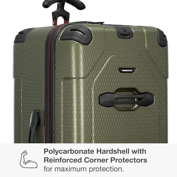Traveler's Choice Maxporter II 30" Polycarbonate Hardside Trunk Luggage with Spinner Wheels, TSA Lock, Dark Green
