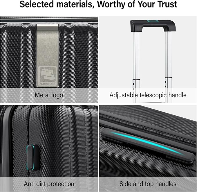 Hanke Hardshell Luggage Sets 2 Piece Extra Large Suitcases with Lock,28 Inch Luggage with Spinner Wheels, Travel Suitcase for Women Men 20 29Inch,Jet Black