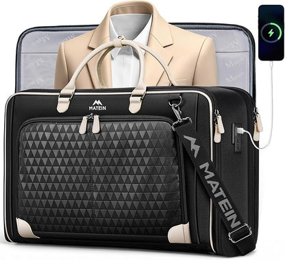 MATEIN Carry On Garment Bags for Airplanes, Travel Garment Bags for Women Up to 5 Suits with Aroma Pads & USB Port, Convertible Wrinkle Free Hanging Suit Carrier with Shoe Compartment Fit 15.6" Laptop
