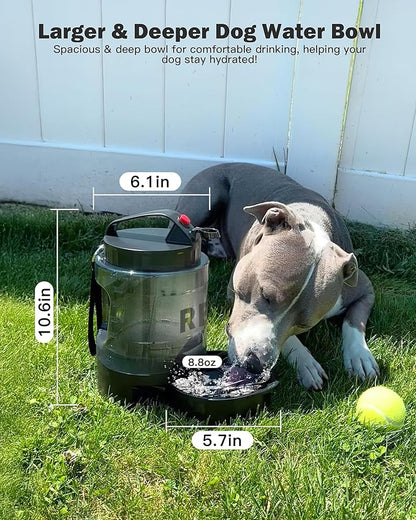 77oz Large Dog Water Bottle Portable - Dog Travel Water Dispenser with Large Bowl, Ideal for Hiking, Camping, Travelling, Outdoor Portable Pet Bottle, Purple