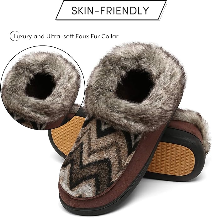 Mishansha Women's House Shoes Memory Foam Suede Moccasin Slippers Winter Warm Fleece Lined Home Shoes with Anti-Skid Rubber Sole
