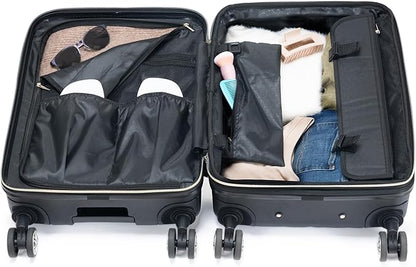 Kenneth Cole REACTION Madison Square Lightweight Hardside Chevron Expandable Spinner Luggage, Black, 2-Piece (20" Carry On + Tote)