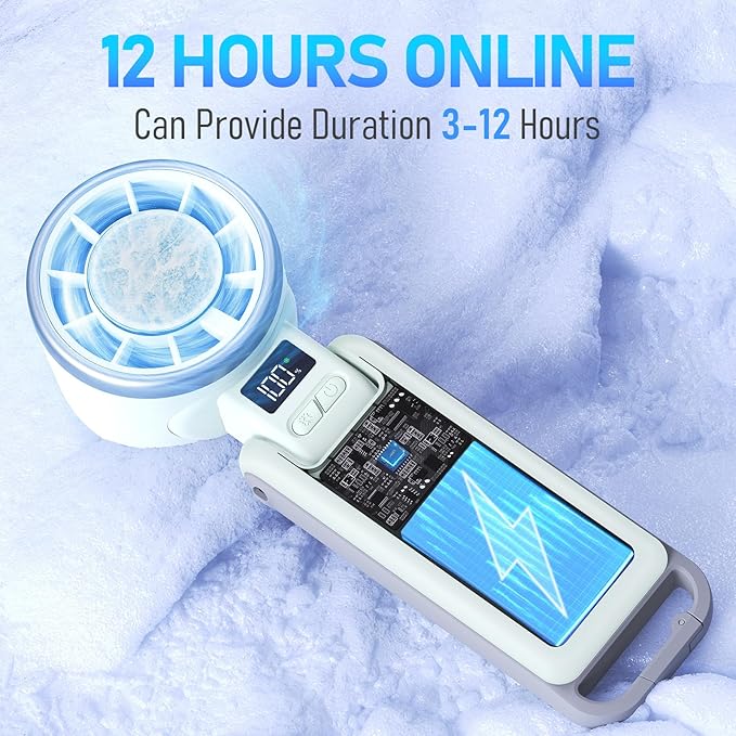 Upgraded Portable Handheld Fan with 60°F Ice Cooling, Up tp 12Hrs Hand Held Portables Fans, 5 Speed 25550RPM Powerful Portable Fan Handheld, Hand/Neck/Desk Fan 3 IN 1(Green)