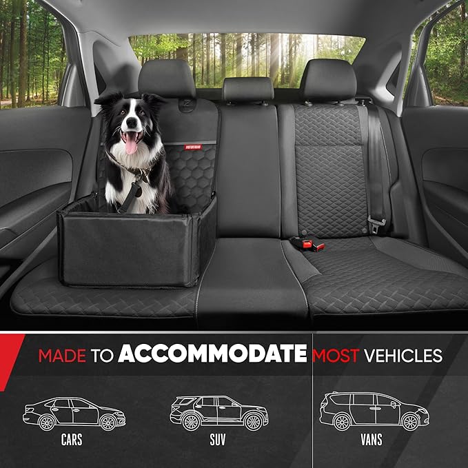 Motor Trend Dog Car Seat - 2 in 1 Waterproof Foldable Bucket Style Truck Dog Booster for Medium Size and Small Dogs – Pet Car Protector & Pet Anxiety Seat - Universal Fit for Cars, Trucks, & SUV
