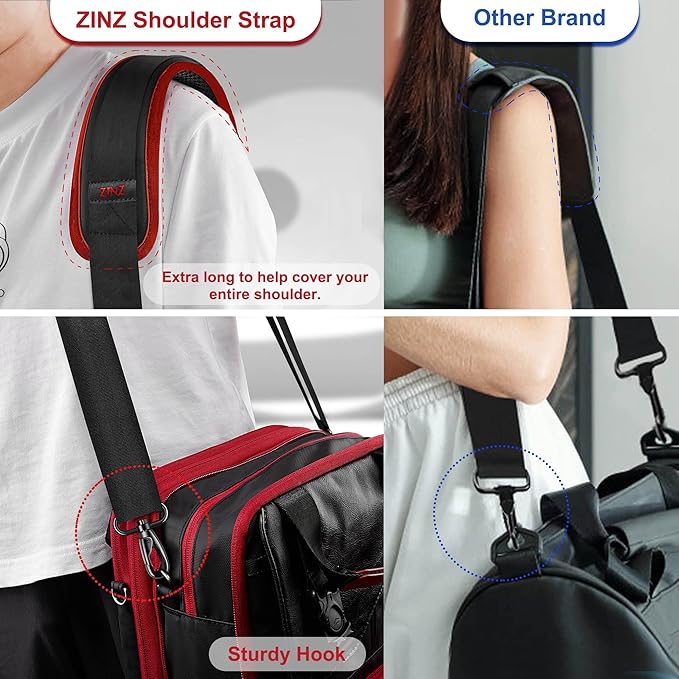 ZINZ 60" Universal Bag Strap with Ultra-thick Fixed Breathable Pad Adjustable Heavy-duty Shoulder Strap for Laptop bag Crossbody Luggage Gym Bag Camera Bag and more -B01K02