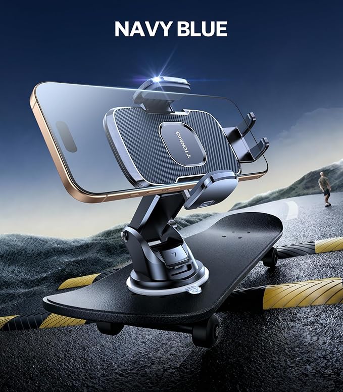 TORRAS 2025【Strongest Suction & Ultra-Durable】 Phone Holders for Your Car,【Patent & Safety Certs】 Car Phone Holder Mount Truck Stand for Dashboard Windshield Vent for iPhone 17 16 15 14 13, Navy Blue