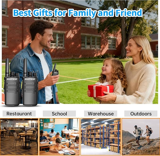 BAOFENG BD-V12B Radio 6 Pack Long Range Walkie Talkies for Adults, Portable FRS Two-Way Radios Rechargeable, with 6 Way Gang Charger,Earpiece,Typc-C Charging for School,Restaurant,Xmas Birthday Gifts