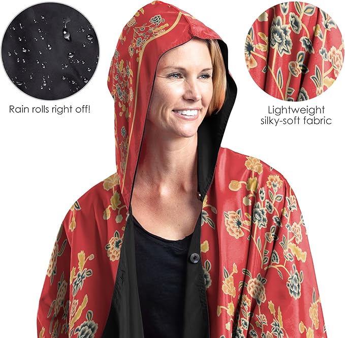 RainCaper Ellery Newport RI Historical Society Womens Rain Cape Poncho with Hood Reversible