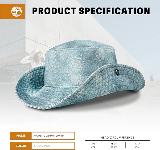 Timberland Snap Up Sun Hats for Women, Packable Bucket Hat, Wide Brim UV Protection for Outdoor Activities