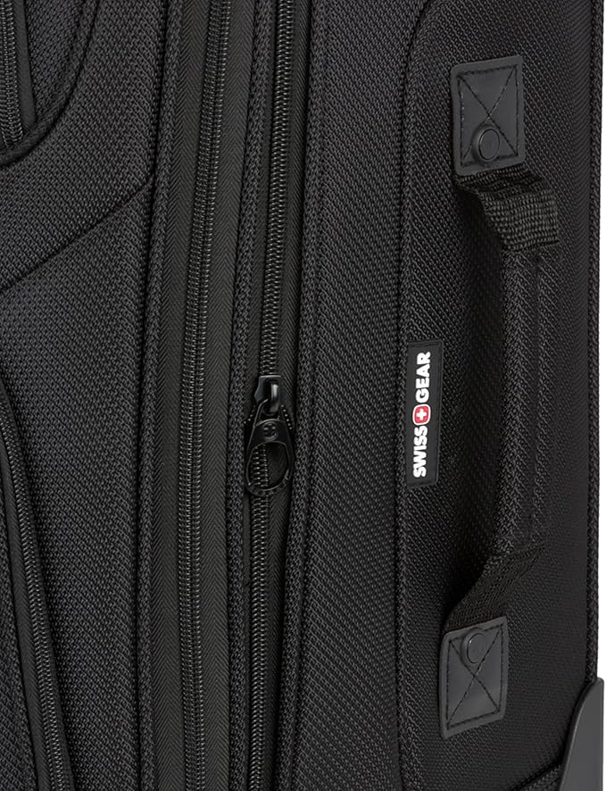 SwissGear Sion Softside Expandable Luggage – Large Checked Suitcase with 360 Degree Wheels & Retractable Handle – 29 Inch, Perfect for 7-9 Night Trips – Black
