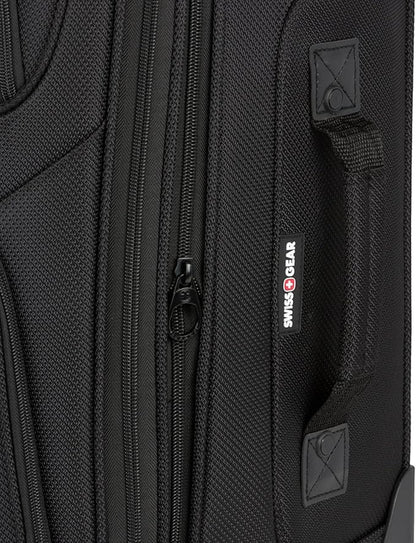 SwissGear Sion Softside Expandable Luggage – Large Checked Suitcase with 360 Degree Wheels & Retractable Handle – 29 Inch, Perfect for 7-9 Night Trips – Black