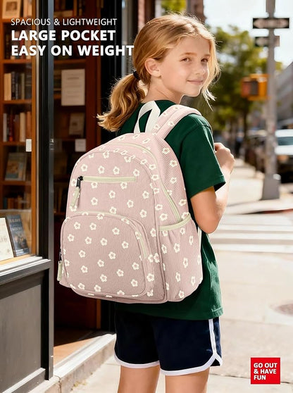 Corduroy Toddler Backpack for Girls 2-5, Preschool Kindergarten Backpack - Cute Kids Backpacks for Girls 13.7" H Fit Folder