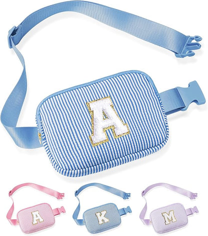 YOOLIFE Christmas Gifts for Girls Kids - Birthday Gifts for 3 4 5 6 7 8 9 10 11 12 13 Year Old Girl | Initial Fanny Pack Belt Bag Purse | Stocking Stuffers for Girls Teen Daughter Sister Blue A