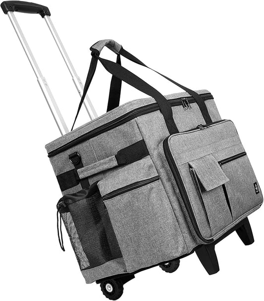 Rolling Teacher Bag, Rolling Briefcase with Detachable Trolley, Large capacity rolling bag with Laptop compartment, Adjustable Shoulder Strap, and Ample Storage Space