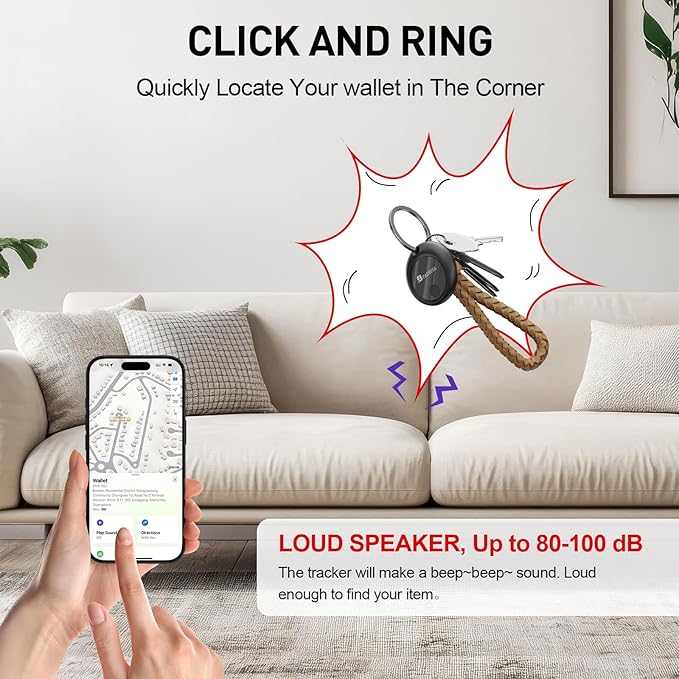 2025 [Apple MFi Certified] (iOS Only) Bluetooth Tracker Smart Finder for Apple Find My iPhone Keys Finder GPS Tracker, 5-10 Years Staying Power, Keys Finder and Item Locator for Wallet, Bags, Passport