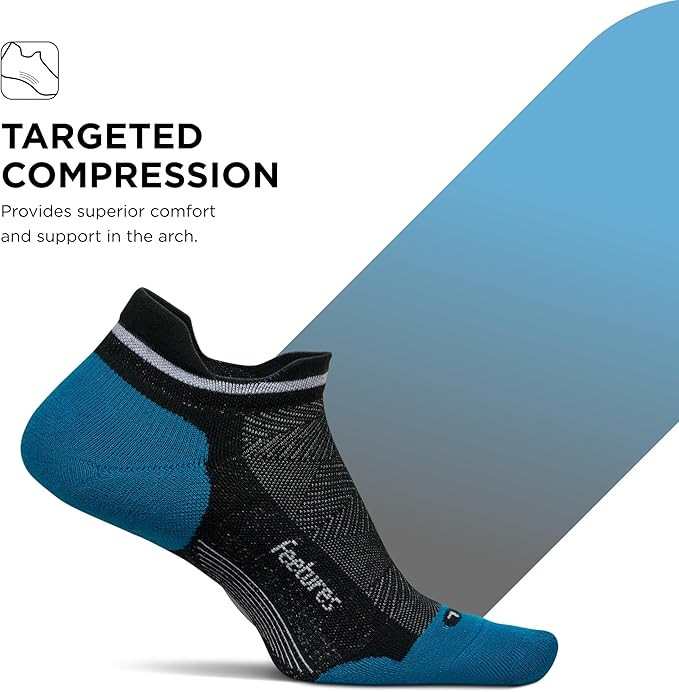 Feetures Elite Max Cushion No Show Tab Ankle Socks - Sport Sock with Targeted Compression