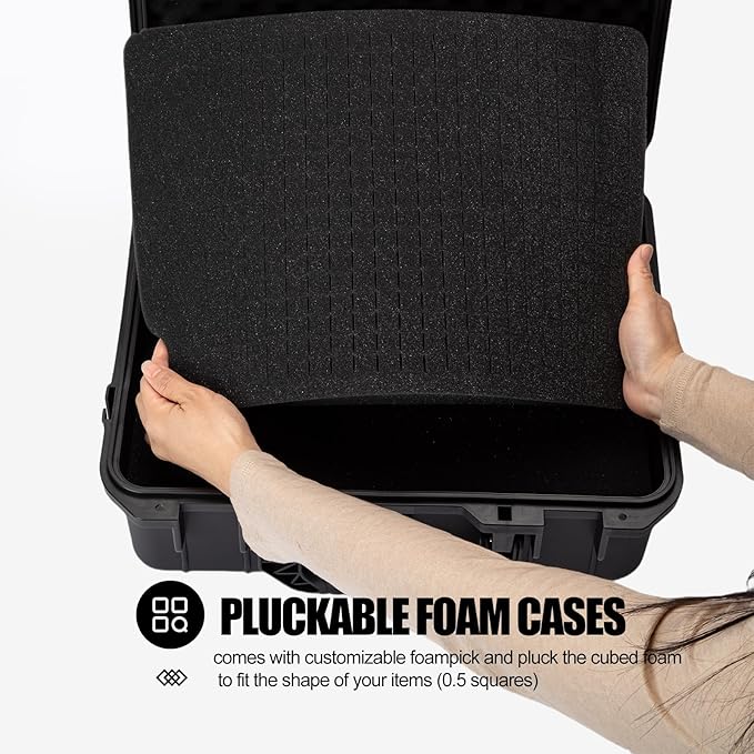 Hard case Waterproof Hard Case with DIY Customizable Foam Insert Portable Protective Case for Camera Drones Equipments Tools Test Instruments 16.9''x13.7''x7.1''
