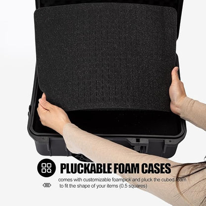 Hard case Waterproof Hard Case with DIY Customizable Foam Insert Portable Protective Case for Camera Drones Equipments Tools Test Instruments 16.9''x13.7''x7.1''