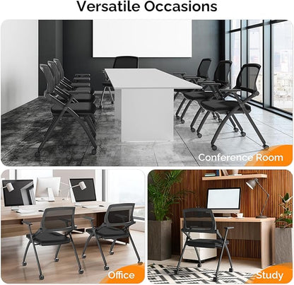 VINGLI 20 Pack Stackable Conference Room Chairs, Folding Office Chair, Capacity 350lbs, Black