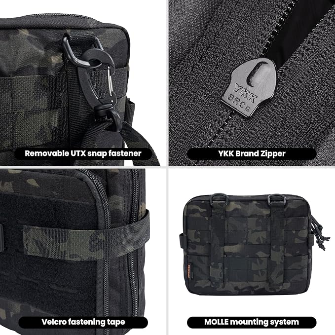 EXCELLENT ELITE SPANKER Tactical Molle Admin Pouch Utility Organizer EDC Medical Bag Utility EDC Tool Pouch with Shoulder Strap Attachment Pouches Waist Bag