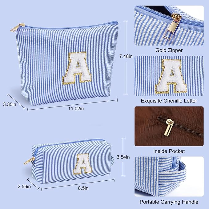 YOOLIFE Personalized Gifts for Women, Initial Make Up Bag Cosmetic Bag Makeup Pouch Cute Makeup Bag Gift for Wife Girlfriend Sister Gifts Bride Wedding Gifts for Women Her Best Friend Birthday Gifts W
