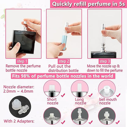 Travel Perfume Atomizer Refillable Bottle - 5ML Leakproof Luxury Travel Perfume Atomizer, Refillable Perfume Spray Bottle for Women (Light Blue)