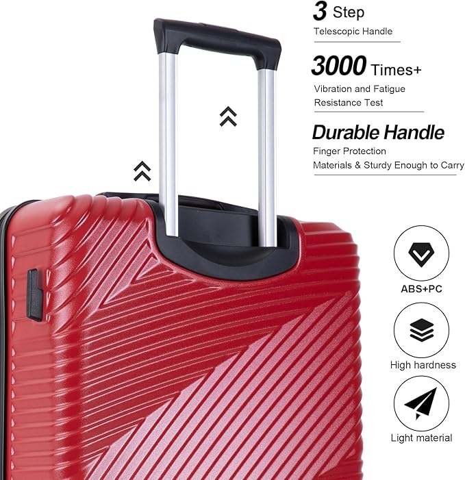 Travelhouse Luggage Sets, Expandable Hardside Suitcases 24in/28in, Carry on 20in,3 Piece Set Travel Luggages Clearance with Double Spinner Wheels TSA Lock Lightweight (RED)