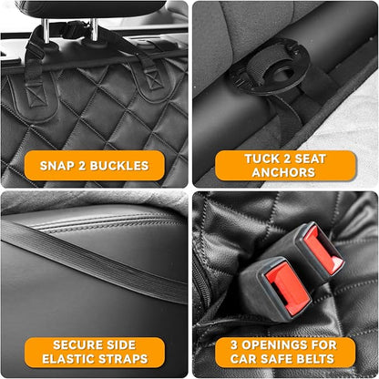 Dog Truck Seat Cover for Back Seat,Waterproof Back Seat Cover for Truck,Heavy-Duty Scratchproof Pu Leather Bench Seat Covers for Trucks Ford F-Series/Chevrolet Silverado/Ram/Jeeps