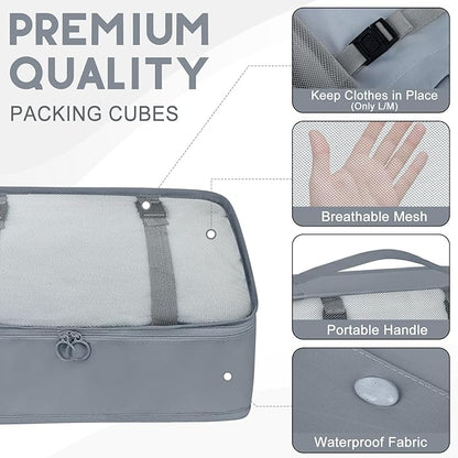 10 Set Packing Cubes for Travel, Travel Organizer with Hanging Toiletry Bag and Shoe Bag, Luggage Organizer Bags for Travel Essentials Women Men