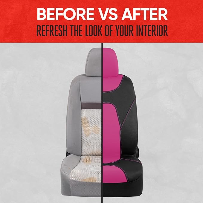 Motor Trend AquaShield Waterproof Front Seat Covers, Pink Seat Covers for Cars – Neoprene Front Car Seats Cover, SUV Seat Covers Protector - Car Interior Cover for Auto, Trucks, & Dog Owners