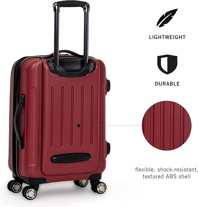 Kenneth Cole REACTION Renegade Luggage Expandable 8-Wheel Spinner Lightweight Hardside Suitcase, Scarlet Red, 28-Inch Checked