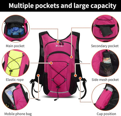 DOJUNS Hiking Backpack Lightweight Travel Backpack 20L Waterproof Hiking Daypacks Camping Backpack for Men Women (rose red)