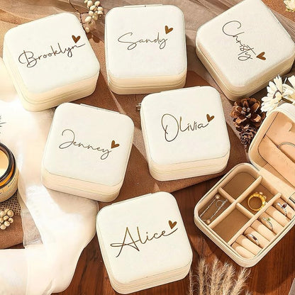 DayOfShe Personalized Name Jewelry Box Christmas Stocking Stuffers for Women Teenage Girls Gifts Custom Travel Jewelry Case with Name for Bridesmaid Proposal Gifts