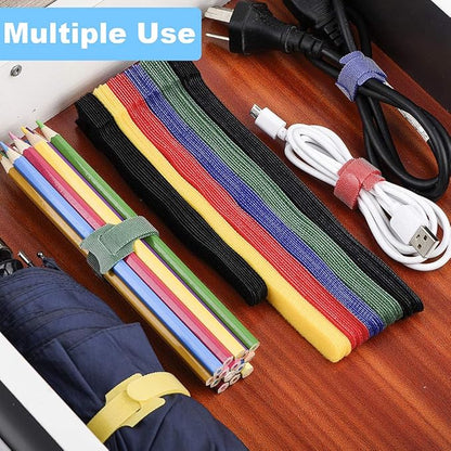 60PCS Reusable Cable Ties, Newlan 2 Size Adjustable Cable Straps 50PCS 8 Inches 10PCS 6 Inches, Cable Organizer, Cord Wrap and Hook Loop Cords Management - 5 Colors
