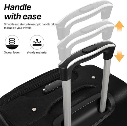 28" Large Softside Expandable 15% Checked Luggage with Double Spinner Wheels LOCK,Lightweight Travel Suitcase for Men/Women（Black-Burgund,28in）