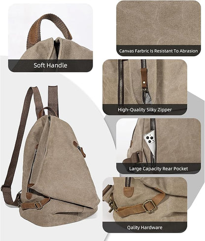 KL928 Canvas Vintage Backpack – Large Casual Daypack Outdoor Travel Rucksack Hiking Backpacks for Men Women