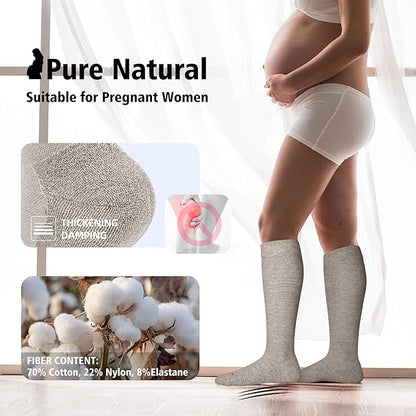 LEVSOX Thick Cotton Compression Socks for Women&Men 20-30mmHg Knee High Cute Support Sock for Nurses, Pregnancy, Travel