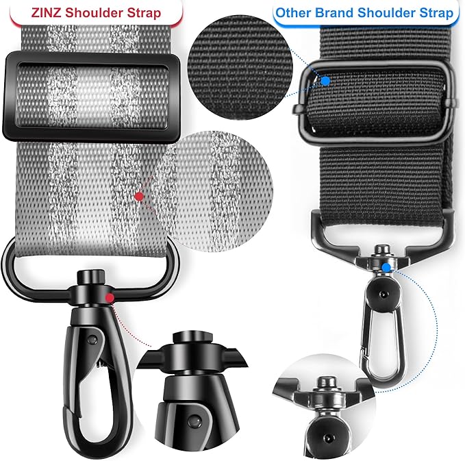 ZINZ 60" Universal Bag Strap with Ultra-Thick Fixed Breathable Pad Adjustable Heavy-Duty Shoulder Strap for Laptop Bag Crossbody Luggage Gym Bag Camera Bag and More -TH01B04