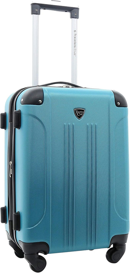Travelers Club Chicago Hardside Expandable Spinner Luggage, Teal, 5 Piece Set
