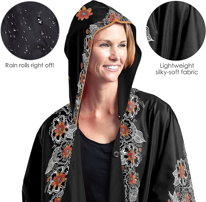 RainCaperLaurel Burch Womens Rain Cape Poncho with Hood - Reversible