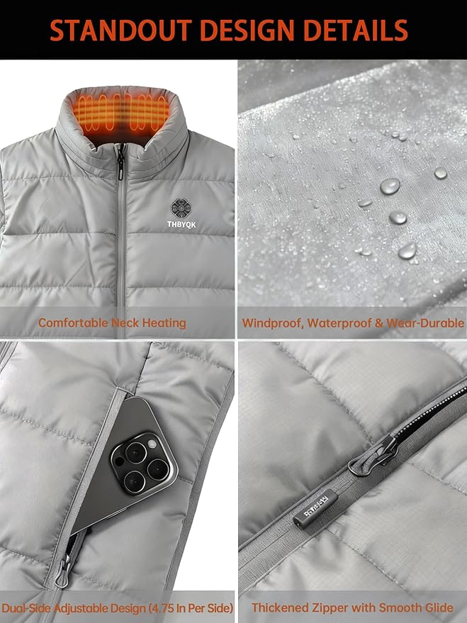 21 Heated Zones Heated Vest, with 40000mAH 7.4V Battery Pack Heated Vest for Men & Women, 5 in 1 Smart Controller