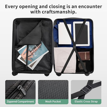 Karl home Luggage Sets 4 Piece, PP Hard Case Suitcase Set with Built-in Lock Spinner Wheels, Lightweight Durable Carry on Luggage for Business Travel - Dark Green (16/20/24/28")