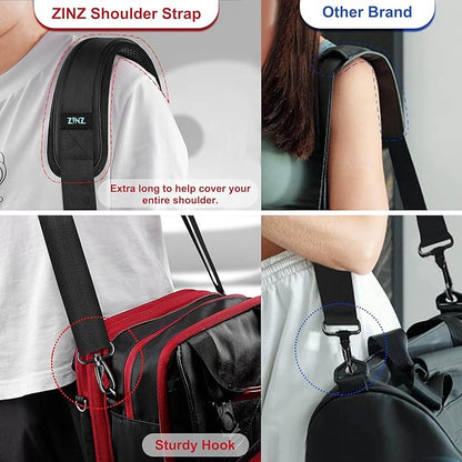 ZINZ 60" Universal Bag Strap with Ultra-Thick Fixed Breathable Pad Adjustable Heavy-Duty Shoulder Strap for Laptop Bag Crossbody Luggage Gym Bag Camera Bag and More -B01K01