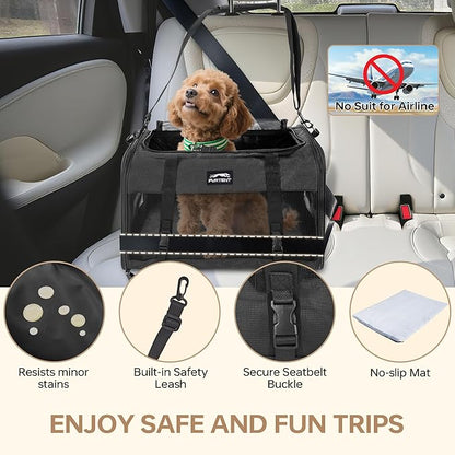 Pet Carrier for Large Cats 25 lbs, Mesh Pets Travel Carriers for Puppy Two Small Cats Rabbits with Shoulder Strap & Removable Mat, Portable Collapsible Puppy Crate Indoor and Outdoor, Black