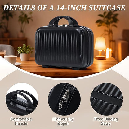 Merax Carry On Luggage,20 Inch Hardside Suitcase with 14 Inch Cosmetic Case, Front Opening Luggage Set with Spinner Wheels TSA Lock,Airline Approved,Black